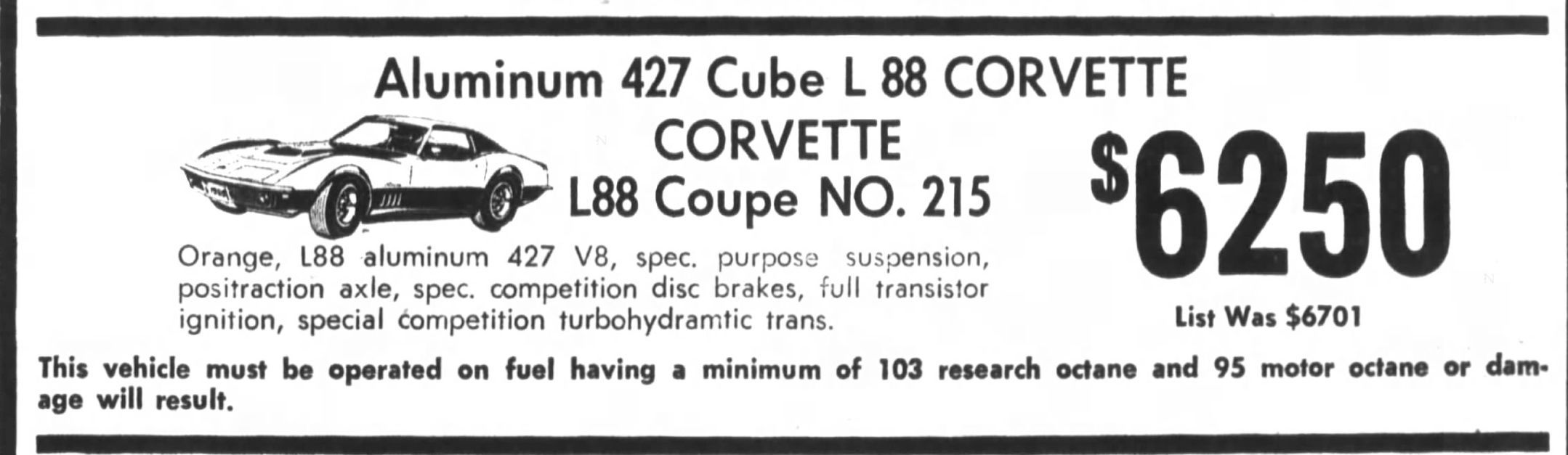 Aluminum 427 Cube L 88 Corvette